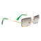 2Pack Stylish Rectangle Cut Rimless Sunglasses Tinted Lens Eyewear Shades Green