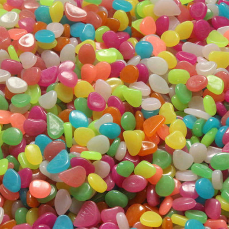 100pcs Glow in The Dark Stones FISH TANK AQUARIUM Pebbles Rock Garden Road Decor