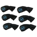 6Pcs/Set Golf Iron Headcovers PU Leather Case Protector for 50-60 Degree(Black)