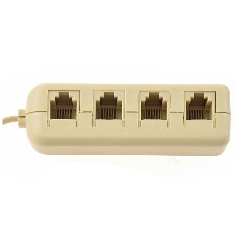 RJ11 6P4C to 6P4C 4 Way Telephone Line Modular Splitter Adapter Beige J6V3