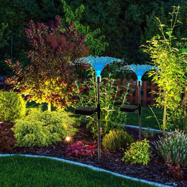 Garden Solar Lights 2pcs Waterproof Colorful Decorative Fiber Optic Lawn Light