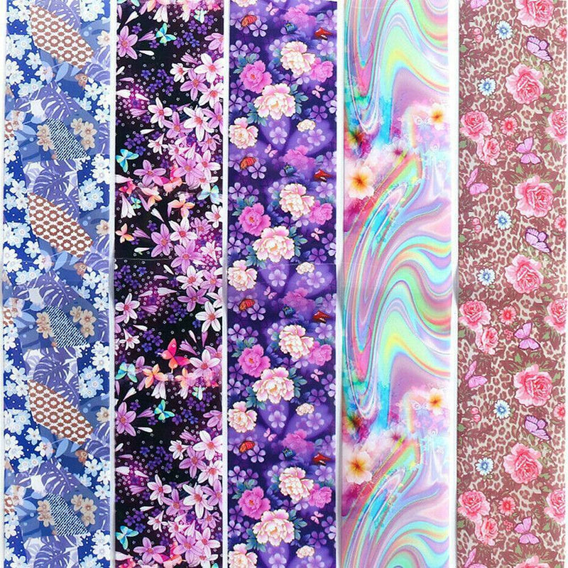 10 Flower Transfer Manicure Decor Nail Foil Nail Art Stickers Holographic Decals