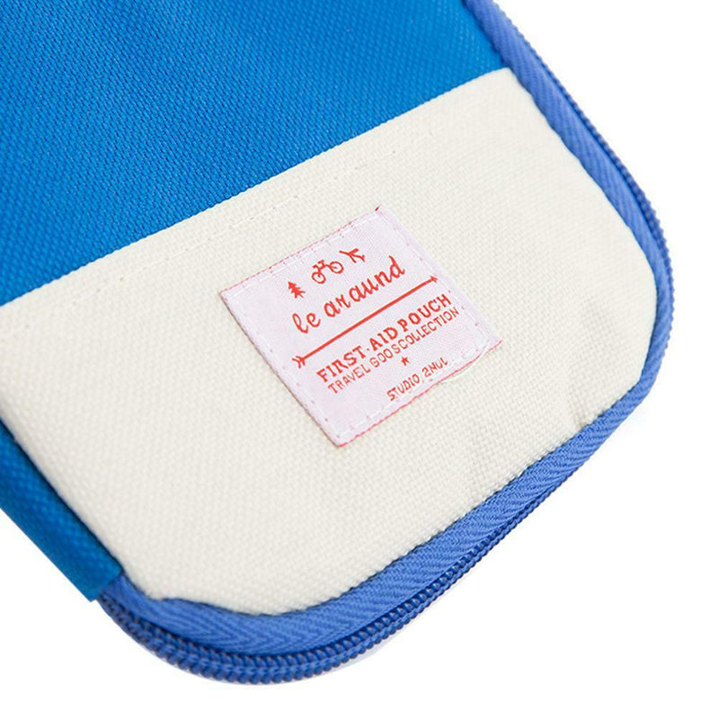 Portable First Aid Emergency Medicine Storage Kit Bag Pill Organizer (Blue)