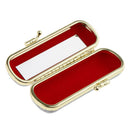 2x Women Embroidered Silk Linen Cover Makeup Lipstick Case Holder Mirror Box