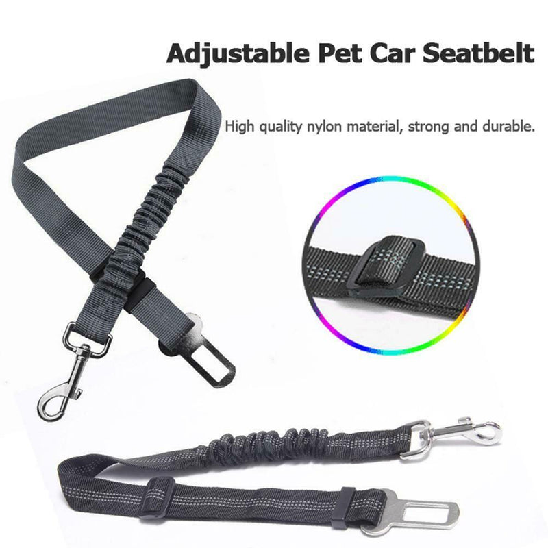 Adjustable Pet Seat Belt Dog Car Seatbelt Elastic Reflective Rope (Black) A