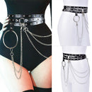 Punk Women Faux Leather Harness Garter Belt Strap Waistband Binding Chain BlacOZ
