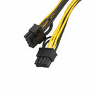 PCI-E PCIE Express 6-pin to 2x 6+2-pin (6-pin/8-pin) Y-Splitter Power Cable New