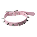 Pet Collar Dog Studded Collar PU Leather Pink Size M