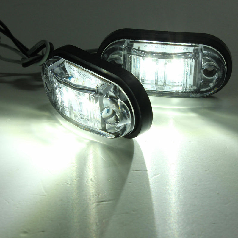 Super White 12V LED Side Marker Clearance Light Lamp Car Truck Trailer Caravan