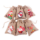 12pcs Linen Christmas Gift Burlap Drawstring Rustic Wrap Sacks Pouch 6x4''