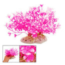 Aquatic Dwarf Plastic Plant Ornament Hot Pink White for Fish Tank H8L4