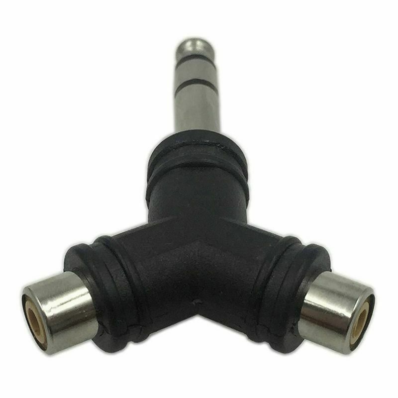 2x Audio Splitter 1 Stereo 6.35mm 1/4 inch Male Plug to 2 RCA Female Jack Y U5R9
