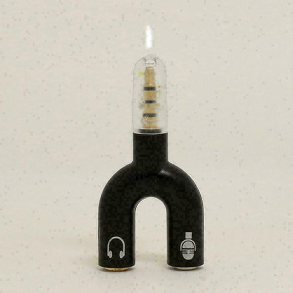 3.5mm Black Stereo Splitter to Mic Headset Jack Plug Adapter For Phone Pretty