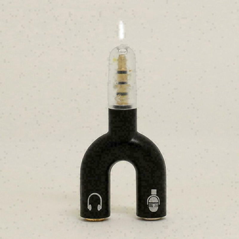 3.5mm Black Stereo Splitter to Mic Headset Jack Plug Adapter For Phone Pretty