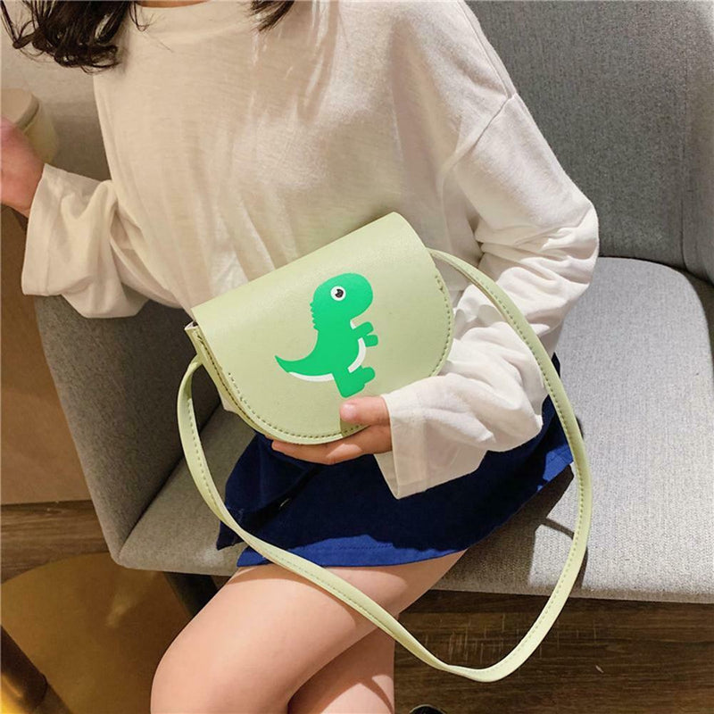 Kids Shoulder Bag Cartoon Cute Purse Leather Mini Messenger Handbag (Green)
