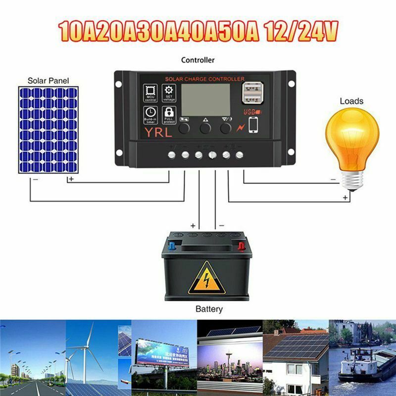 Solar Panel Controller Battery Charge Regulator 12V/24V Auto With Dual UsbÃ¯Â¼Ë† D2Q9
