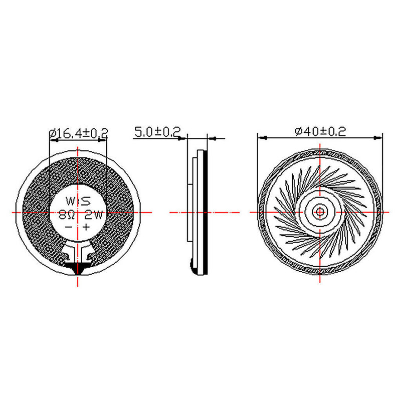 Round Internal Magent Speaker 8Ohm 1W Waterproof Speaker Parts 40mm 2W