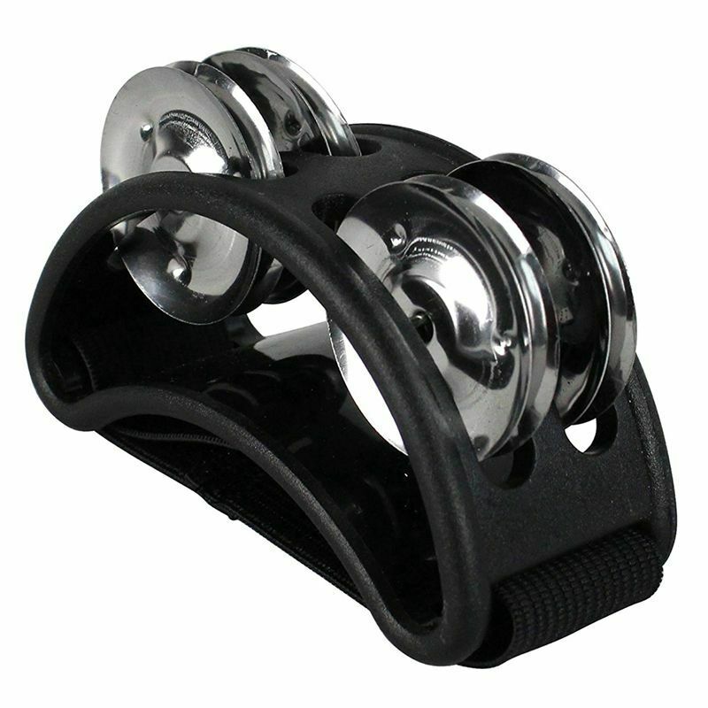 Percussion Foot Tambourine with Metal Jingles, Black