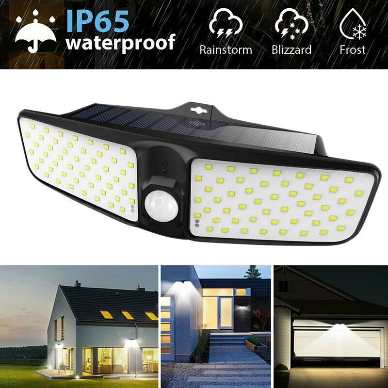 100 LED Solar Powered Motion Sensor Light Garden Outdoor Waterproof Wall Lamp