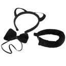 Halloween Black Plush Fluffy Cat Ear Hair Bands Bow Tie Tail Animal Costume B2Y9