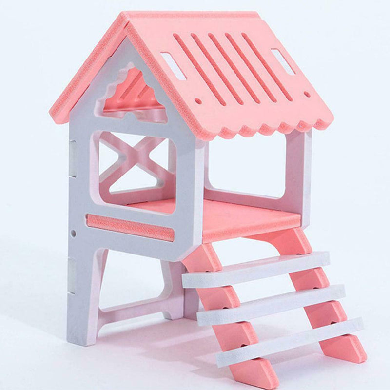 Pet Bed Nest Hamster House Wooden Climb Small Animal Pet Sleeping Cage(Pink