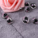 10x 12mm Black Faceted Lampwork Flower Glass Loose Beads For Necklace Making DIY