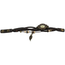 Weave Wrap Around Leather Bracelet Lady Woman Wrist Watch - Dark coffee V1I2