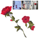 2pcs Red Rose Flower Sew On Patch Badges Embroidered Lace Applique Cloth Jeans