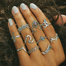 10 Pieces Gothic Punk Ring, Stack Above Midi Finger Band Ring , Joint Mid Ring