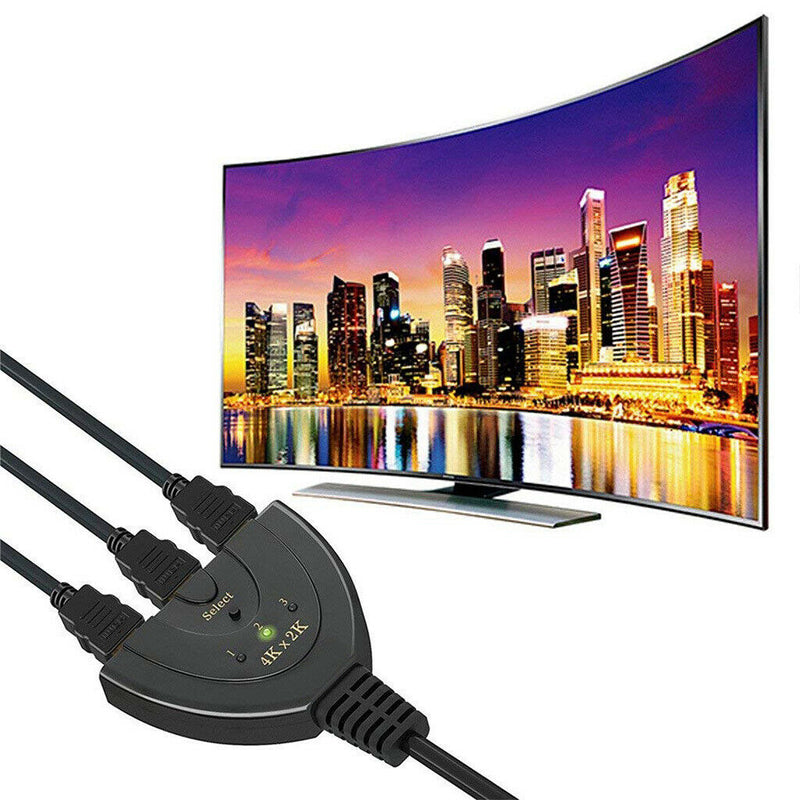 HDMI 3 Port Splitter 4Kx2K Splitter 3 in 1 Output Ports Full Remote Switch