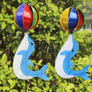 Cute Cartoon Dolphin Rainbow Wind Spinner Colorful Windmill Kids Outdoor Toys 3C