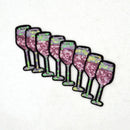 2PCS Wine Glass Cup Sequins Girls Embroidery Sew Iron On Patch Badges Applique