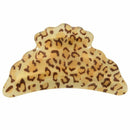 Brown Leopard Print Spring Loaded Plastic Teeth Hair Clip Claw Clamp A7Q9
