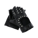 Rivets Gloves Half Finger Gloves Black Hollow out Driving Fingerless Gloves