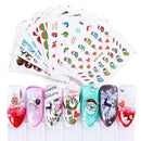 16 Sheet Water Transfers Nail Art Stickers Decals Christmas Snowflakes Snowman