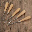 6.2 Inch Wooden Bent Latch Hook Crochet Needle Hook Tool, Set of 5