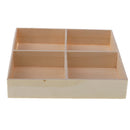 4pcs/set Wood Compartment Storage Box Wooden 4-Grid Divider Trays Desktop