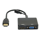 1080P HDMI Male To VGA & HDMI Splitter Converter Cable For TV AV PC Monitor