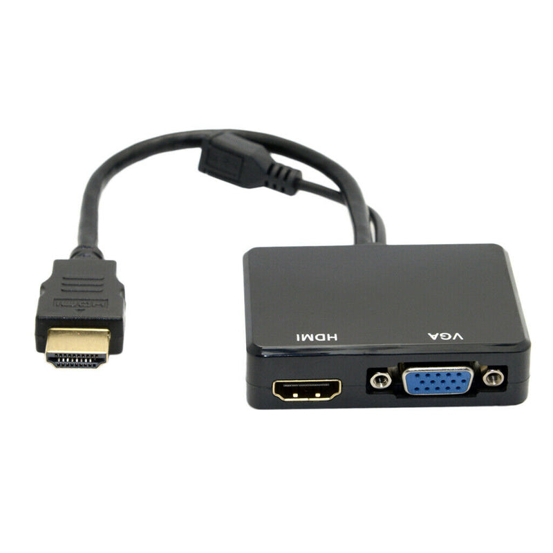 1080P HDMI Male To VGA & HDMI Splitter Converter Cable For TV AV PC Monitor