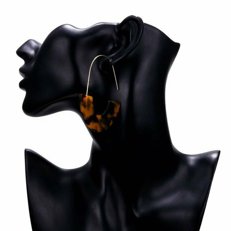 1 Set Fashion Charm Women Multilayer Leopard Leather Bracelet & Acrylic Earrings