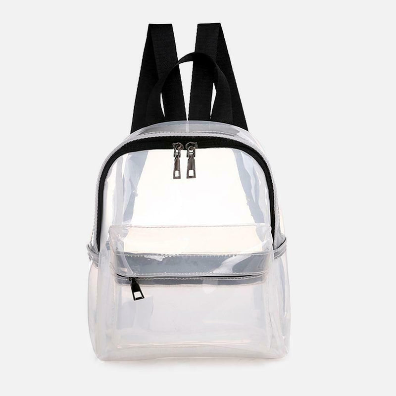 Clear Transparent Women Backpacks Jelly Teenage Girl Boys Schoolbag (White)