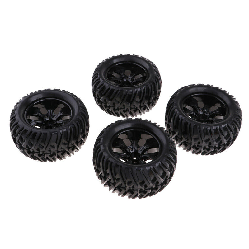 4Pcs 12mm Hub Wheel Rim & Rubber Tire Tyres for 1:10 RC Monster Truck Truggy