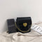 Women Bucket Shoulder Bag Leather Love Buckle Chain Crossbody Bags (Black)