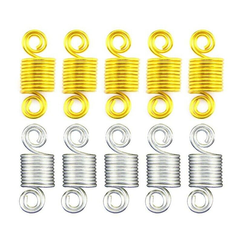 100Pcs Hair Coil Dreadlocks Beads Cuffs Braiding Clips Spring Twisted Braid U3W4