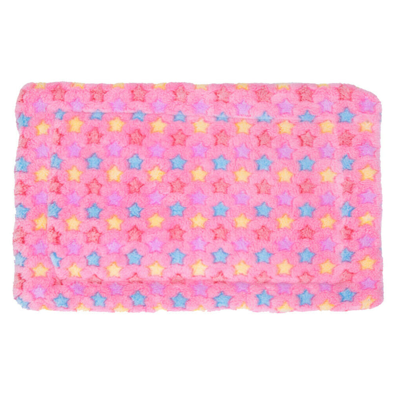 Dog Cat Blanket Pet Cushion Bed Soft Velvet Winter Warm Sleep Mat(Pink L) SN9F