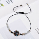 12Pcs/Sets Sequins Round Charms Bracelets Women Girl Braided Adjustable Rop