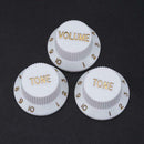 3pcs Plastic Electric Guitar Bass Volume Knob Potentiometer Caps(White)