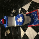 Blue Snowman Toilet Cover Seat Rug Pad Tank Lid Towel Cover Set (3pcs)