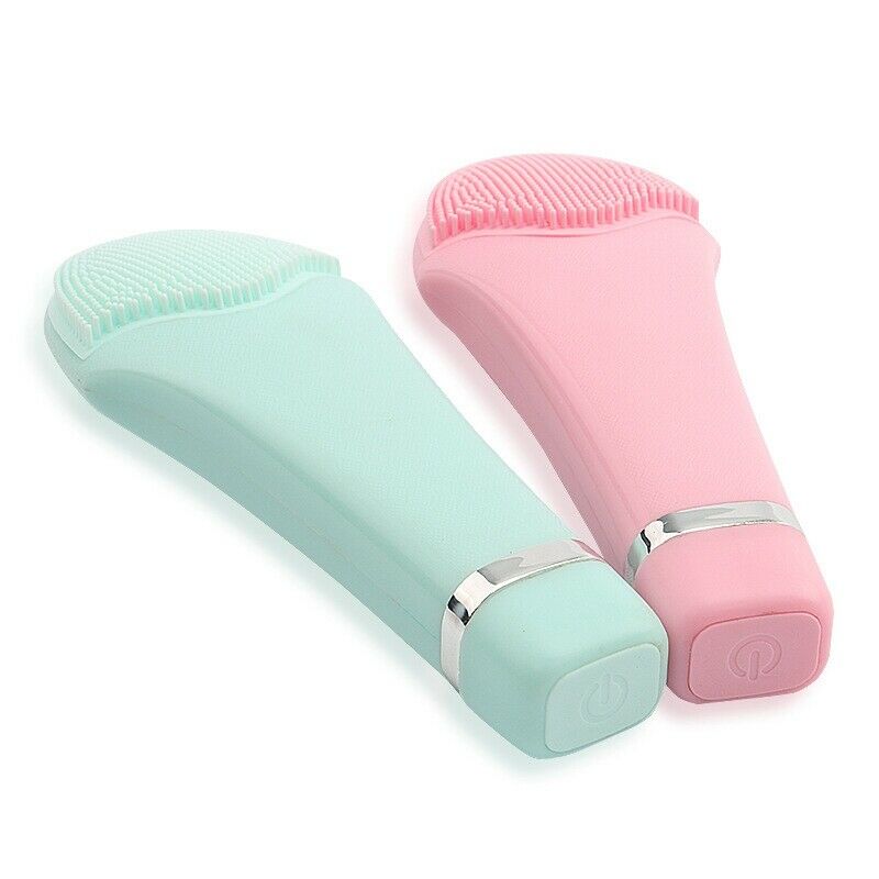 Green Facial Cleansing Brush Sonic Vibration Face Cleaner Silicone Deep Por K2Q2