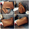 2pcs/set Women Litchi Pattern Handbags Solid Color Clutch (Light Brown)